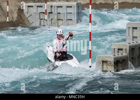 Giorno 1 del British canoa la selezione avviene a Lee Valley White Water Centre in Waltham Cross, Regno Unito. Foto Stock