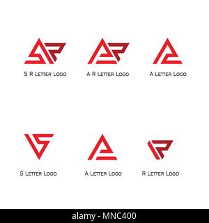 Impostare lettera logo, SR, AR, un, AZ, VS, S, R logo design triangolo. Illustrazione Vettoriale