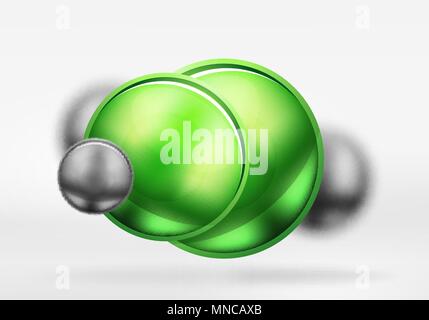Tech sfere sfocata e circoli rotondo con la carta lucida e la superficie metallica. Tech sfere sfocata e circoli rotondo con la carta lucida e la superficie metallica. Vector realistiche in 3d oggetti, tecnologia hi-tech sfondo astratto Illustrazione Vettoriale