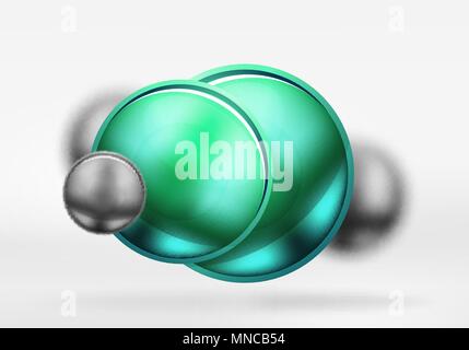 Tech sfere sfocata e circoli rotondo con la carta lucida e la superficie metallica. Tech sfere sfocata e circoli rotondo con la carta lucida e la superficie metallica. Vector realistiche in 3d oggetti, tecnologia hi-tech sfondo astratto Illustrazione Vettoriale