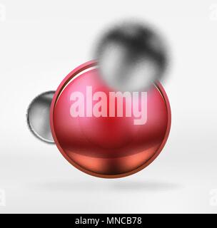 Tech sfere sfocata e circoli rotondo con la carta lucida e la superficie metallica. Tech sfere sfocata e circoli rotondo con la carta lucida e la superficie metallica. Vector realistiche in 3d oggetti, tecnologia hi-tech sfondo astratto Illustrazione Vettoriale