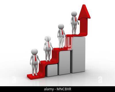Sviluppo della carriera, sviluppo di carriera, l'avanzamento di carriera nella progettazione di informazioni correlate alla crescita professionale. 3d illustrazione Foto Stock