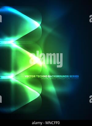 Illuminata lens flares, incandescente colore sfondo techno. Illuminata lens flares, incandescente colore sfondo techno. Vettore hi-tech sfondo astratto, stile HUD Illustrazione Vettoriale