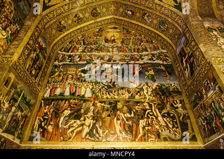 Isfahan, Iran - 15 Ottobre 2017: armeno affresco nella cattedrale di Vank. Foto Stock