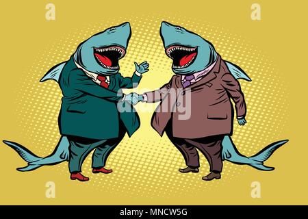 Imprenditore squalo partnership aziendali Illustrazione Vettoriale