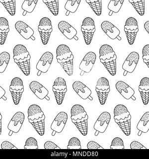 La linea ghiaccioli e crema backgroud cono Illustrazione Vettoriale
