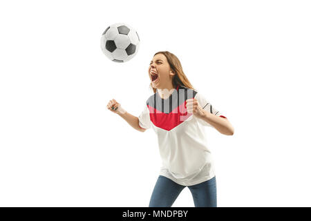 Calcio egiziano ventilatore su sfondo bianco Foto Stock