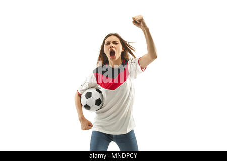 Calcio egiziano ventilatore su sfondo bianco Foto Stock