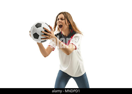 Calcio egiziano ventilatore su sfondo bianco Foto Stock