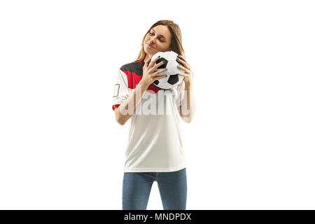 Calcio egiziano ventilatore su sfondo bianco Foto Stock