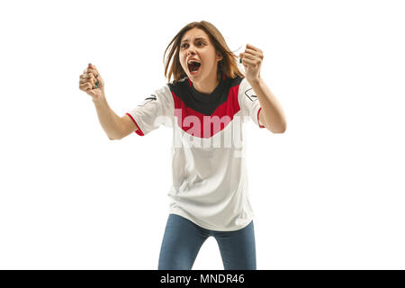 Calcio egiziano ventilatore su sfondo bianco Foto Stock