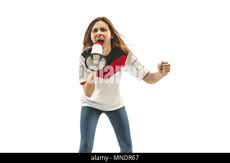 Calcio egiziano ventilatore su sfondo bianco Foto Stock