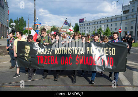 Rotmistrz Witold Pilecki marzo a Varsavia in Polonia. 13 maggio 2018, per onorare Witold Pilecki, Esercito Polacco soldato e un agente segreto del polacco Foto Stock