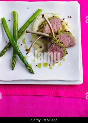 Cremagliera dell'agnello Foto Stock