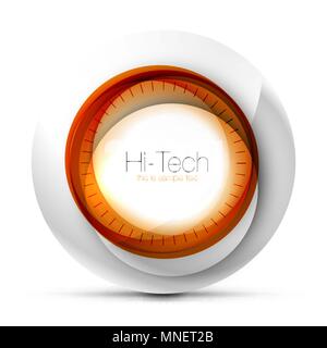 Digital sfera techno banner web, pulsante o icona con testo. Lucidi a colori di turbolenza cerchio astratto, design hi-tech simbolo futuristico con anelli di colore grigio e l'elemento metallico. Digital sfera techno banner web, pulsante o icona con testo. Lucidi a colori di turbolenza cerchio astratto, design hi-tech simbolo futuristico con anelli di colore grigio e l'elemento metallico. Illustrazione Vettoriale Illustrazione Vettoriale