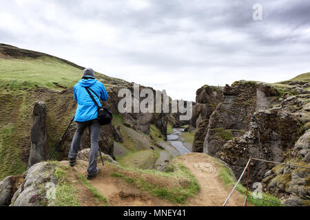 Fjadrargljufur canyon nel sud-est dell'Islanda Foto Stock