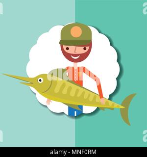 La pesca persone cartoon Illustrazione Vettoriale