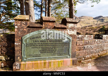 Loch Arklet dam Waterworks, il Trossachs, Scozia Foto Stock