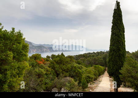 Il percorso del Paradiso vista sud dall'isola di Lokrum, nel Mare Adriatico off Dubrovnik, Croazia. Foto Stock