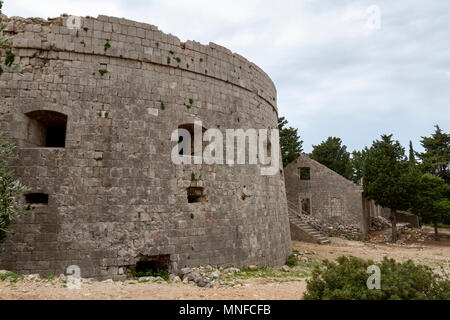 Le rovine di Fort Royal sull isola di Lokrum, nel Mare Adriatico off Dubrovnik, Croazia. Foto Stock