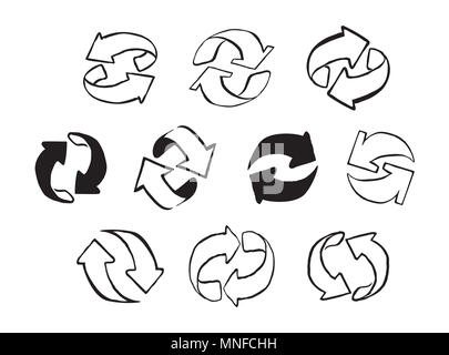 Set di disegno nero frecce. Illustrazione Vettoriale e elementi astratti. Foto Stock