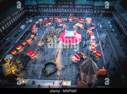 Szeged Avvento Mercatino di Natale vista aerea. Foto Stock