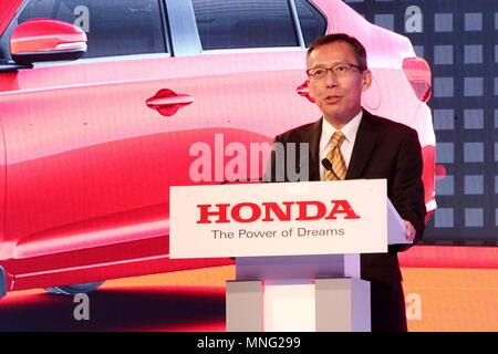 New Delhi, India. 16 Maggio, 2018. Honda Automobili India President & CEO Gaku Nakanishi, in occasione del lancio della seconda generazione Honda stupire Credito: Jyoti Kapoor/Pacific Press/Alamy Live News Foto Stock