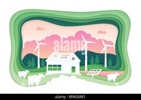Agricoltura Eco - moderno vettore carta tagliata illustrazione Illustrazione Vettoriale
