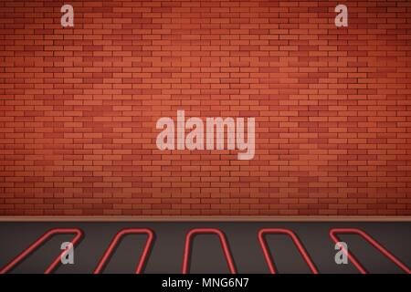 Muro di mattoni con acqua Riscaldamento pavimento Illustrazione Vettoriale