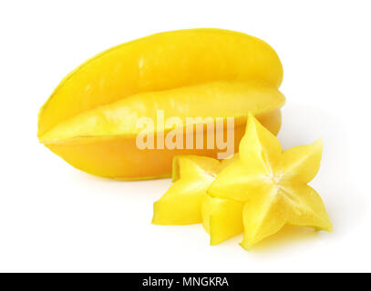 Mature carambola frutto isolato su bianco Foto Stock