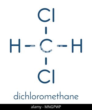 Diclorometano (DCM) molecola di solvente. Formula di scheletro. Illustrazione Vettoriale