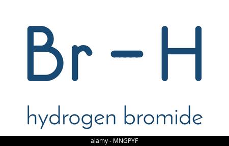 Bromuro di idrogeno (HBr molecola). Formula di scheletro. Illustrazione Vettoriale