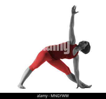 Donna fare esercizi yoga Foto Stock