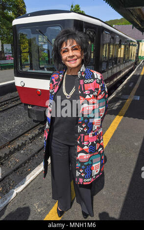 Dame Shirley Bassey nomi a Snowdon Mountain carrello ferroviario dopo di sé a Llanberis Stazione, Gwyned, di riconoscere il cantante di 65 anni di carriera come un ambasciatore internazionale per il Galles. Foto Stock