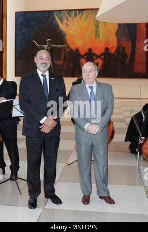 Nazioni Unite, New York, Stati Uniti d'America, 17 maggio 2018 - Brasiliano ambasciatore presso l'ONU Mauro Vieira durante il brasiliano del concerto di musica classica dal gruppo Gioventù Camerata di Rio de Janeiro oggi presso la sede delle Nazioni Unite a New York City. Foto: Luiz Rampelotto/EuropaNewswire | Utilizzo di tutto il mondo Foto Stock