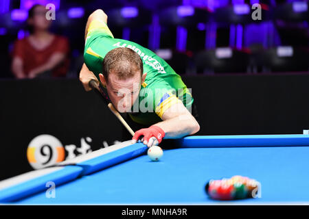 Australia James Delahunty durante la Coppa del Mondo di piscina 2018: Round 1 - Australia vs Russia in corrispondenza Luwan (palestra) Arena giovedì 17 maggio 2018. SHANGHAI, Cina. Credito: Taka G Wu Foto Stock