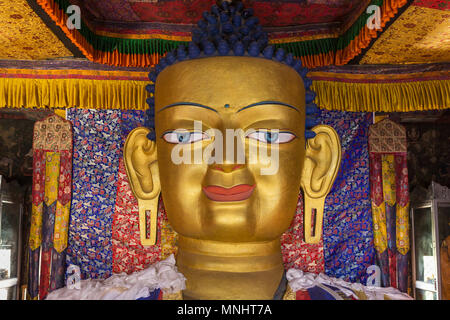 La statua dorata di Buddha Shakyamuni al palazzo di Shey Monastero, Ladakh, India. Foto Stock