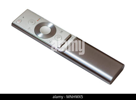 Telecomando TV isolato su sfondo bianco. Foto Stock