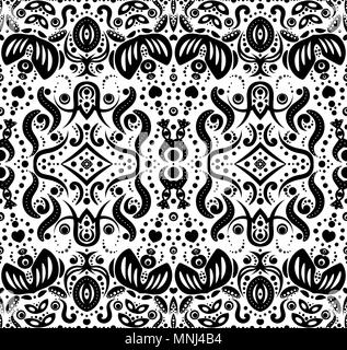 Abstract seamless pattern con fiori e punti Illustrazione Vettoriale