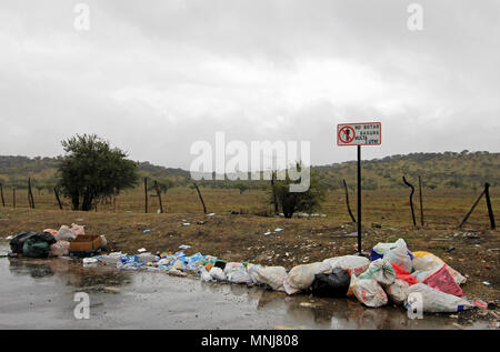 Il littering di immondizia davanti non è segno di lettiera, Cile Foto Stock
