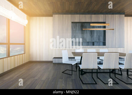 Moderno e minimalista sala riunioni interno, rendering 3D Foto Stock