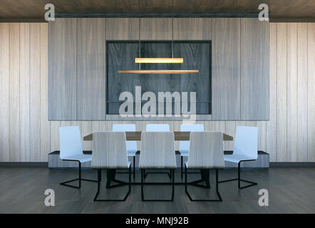 Moderno e minimalista sala riunioni interno, rendering 3D Foto Stock
