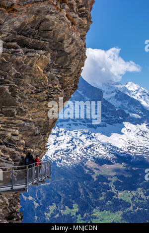 Piattaforma di montagna prima scogliera a piedi da Tissot, Grindelwald, Oberland bernese, Svizzera Foto Stock
