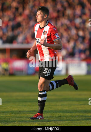 Exeter City la Giordania Storey durante la scommessa del Cielo lega due partita presso il St James Park, Exeter. Stampa foto di associazione. Picture Data: giovedì 17 maggio, 2018. Vedere PA storia SOCCER Exeter. Foto di credito dovrebbe leggere: Simon Galloway/filo PA. Restrizioni: solo uso editoriale nessun uso non autorizzato di audio, video, dati, calendari, club/campionato loghi o 'live' servizi. Online in corrispondenza uso limitato a 75 immagini, nessun video emulazione. Nessun uso in scommesse, giochi o un singolo giocatore/club/league pubblicazioni. Foto Stock