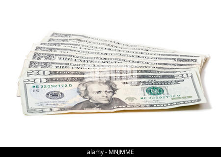 Noi di denaro. Venti dollari e altre denominazioni di American le fatture del dollaro Foto Stock
