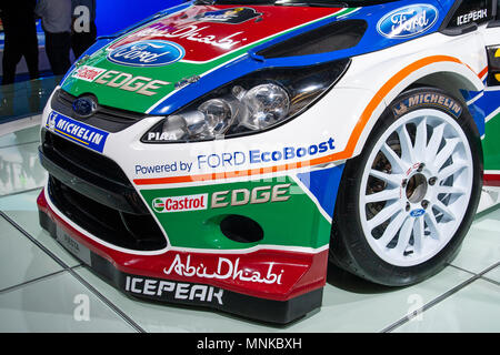 AMSTERDAM - Apr 22, 2011: Ford Fiesta RS WRC rally auto sportiva sul display durante la AutoRAI Motor Show. Foto Stock