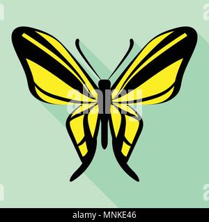 Nero giallo icona butterfly, stile piatto Illustrazione Vettoriale