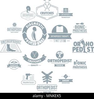Ortopedia logo set di icone, stile semplice Illustrazione Vettoriale