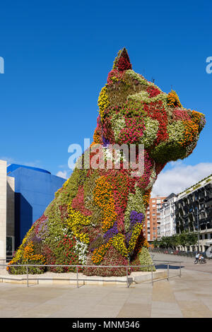 Il Cucciolo di Jeff Koons, il Guggenheim Museum Bilbao Vizcaya, Pais Vasco, Spagna, Foto Stock