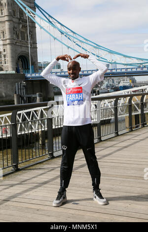 Photocall con Sir Mo Farah verrà eseguito in questo anno il denaro VIRGIN LONDON MARATHON domenica 22 aprile 2018. Dotato di: Sir Mo Farah dove: Londra, Regno Unito quando: 17 Apr 2018 Credit: Dinendra Haria/WENN Foto Stock